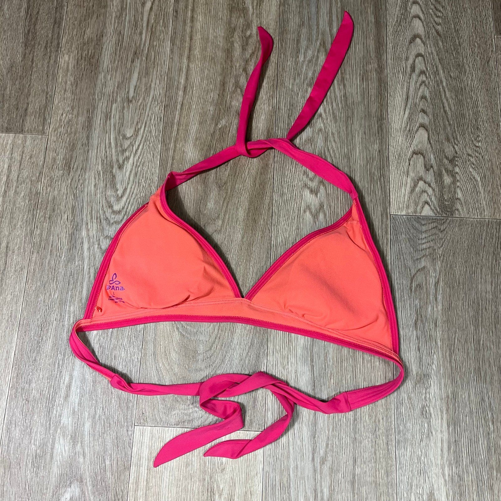 Prana Pink Bikini Triangle Bathing Suit Top Hot Pink Size Large — image 2 of 3